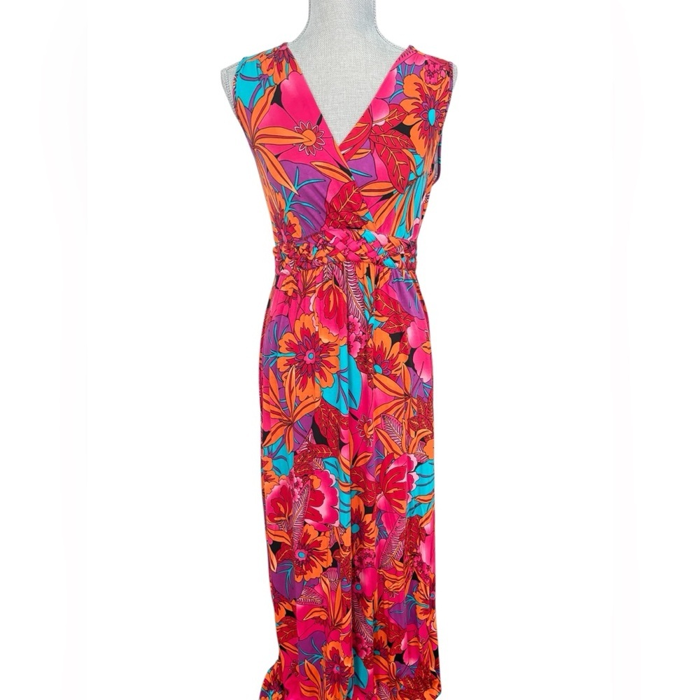 Vibrant Floral Sleeveless Maxi Dress, Medium WOMENS sleeveless dress